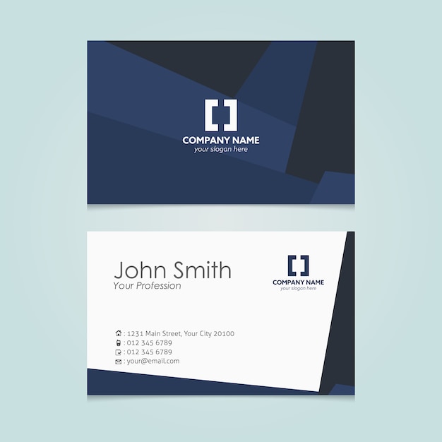 Free Vector dark blue business card design