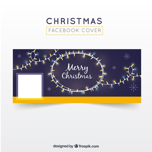 Dark blue facebook cover with christmas lights