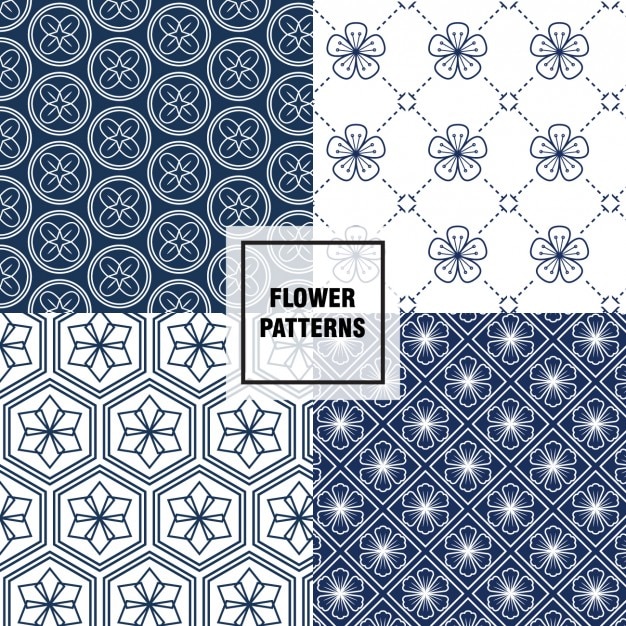 Dark blue floral patterns