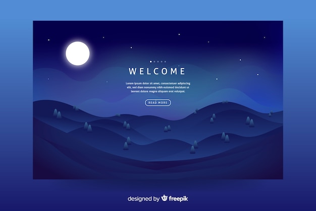 Free Vector dark blue gradient landscape background for landing page