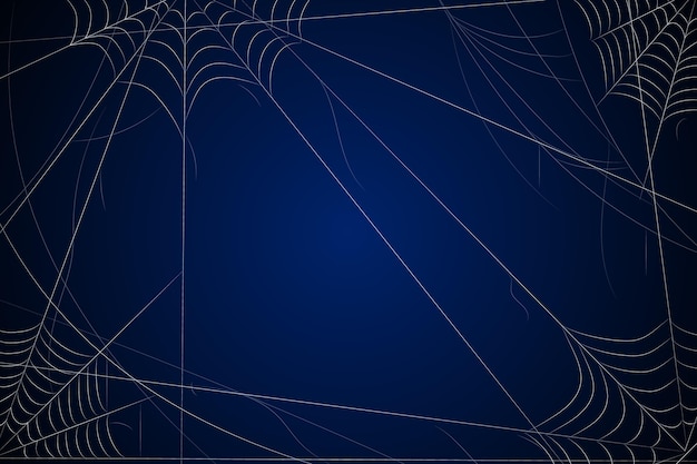 Free vector dark blue halloween background with cobweb