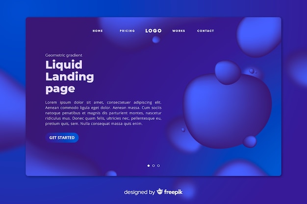 Free Vector  dark blue liquid landing page with bubbles