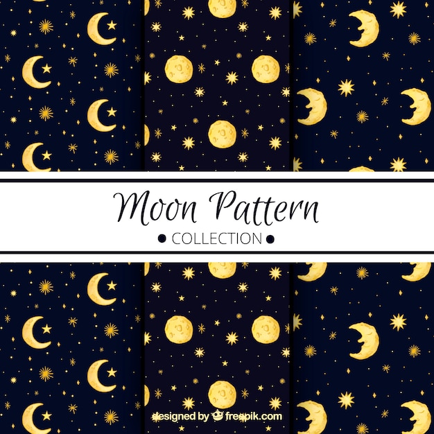 Dark blue patterns with moons