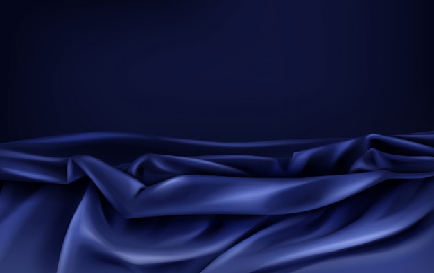 Free Vector dark blue satin fabric