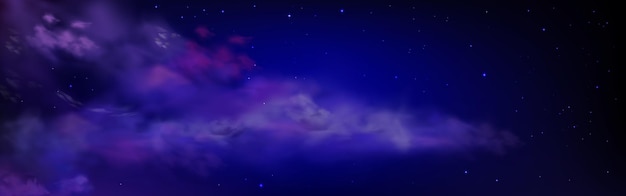 Dark blue sky with stars and clouds at night