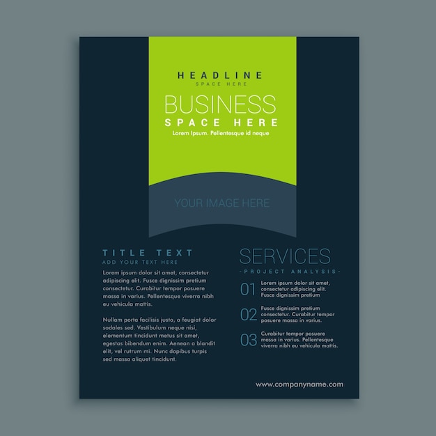 Free Vector dark business brochure template with green shapes