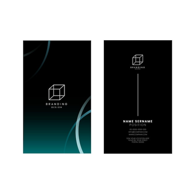 Free vector dark business card template, vertical orientation