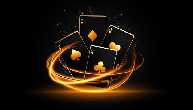 Free Vector dark casino ace card gambling banner with light streak effect vector