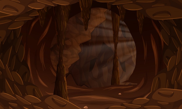 Free Vector a dark cave landscape