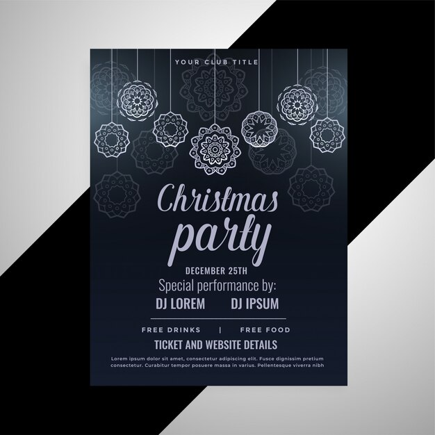 Dark christmas decorative flyer design