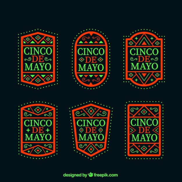 Free Vector dark cinco de mayo labels set