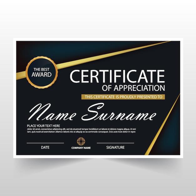 Dark elegant horizontal certificate