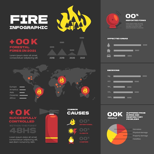 Dark fire infographic template