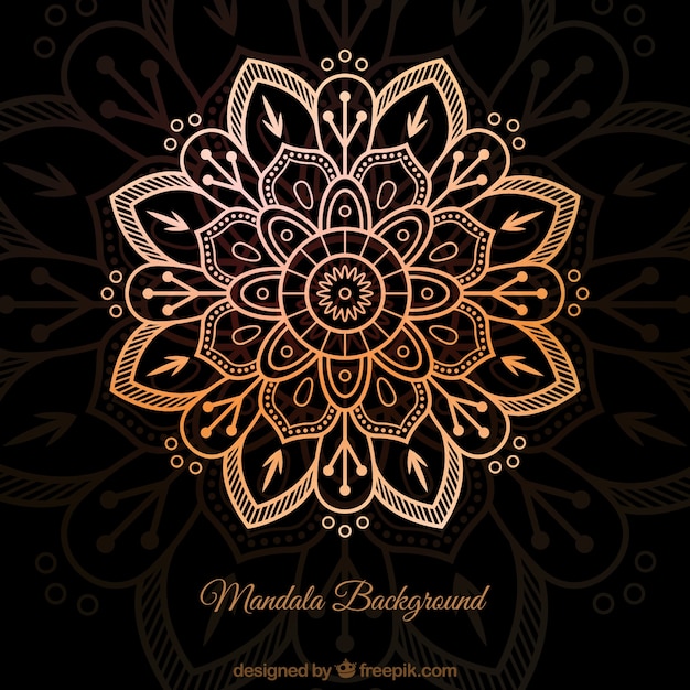 Free vector dark golden mandala background