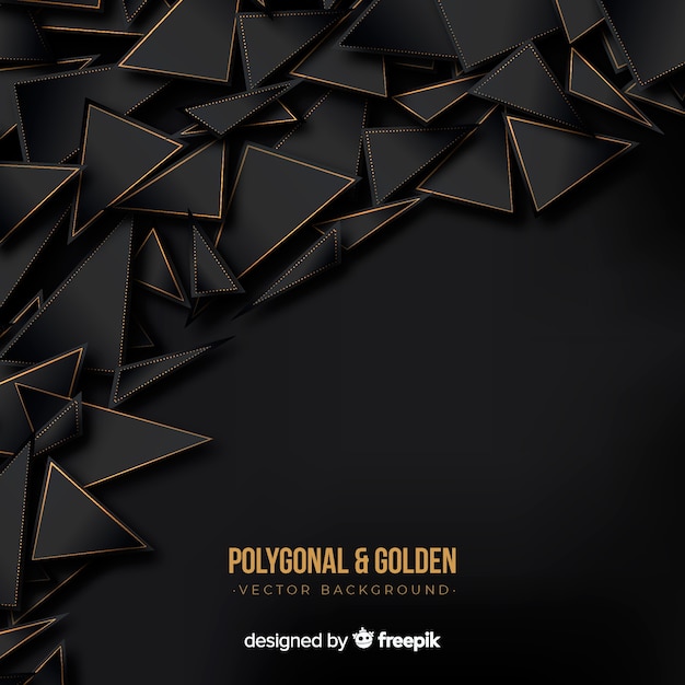 Dark and golden polygonal background