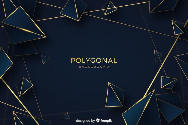 Dark and golden polygonal background