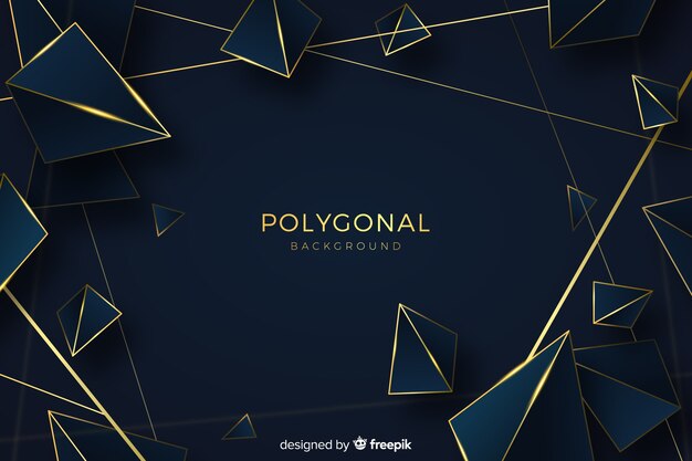 Dark and golden polygonal background