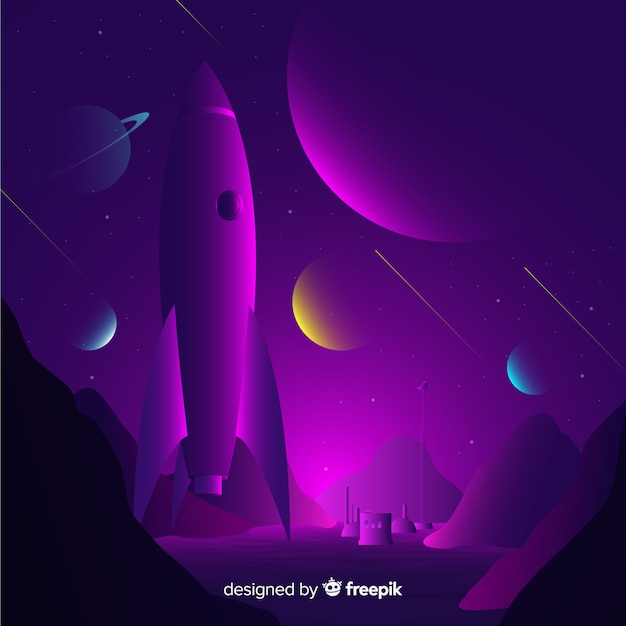 Free vector dark gradient rocket background