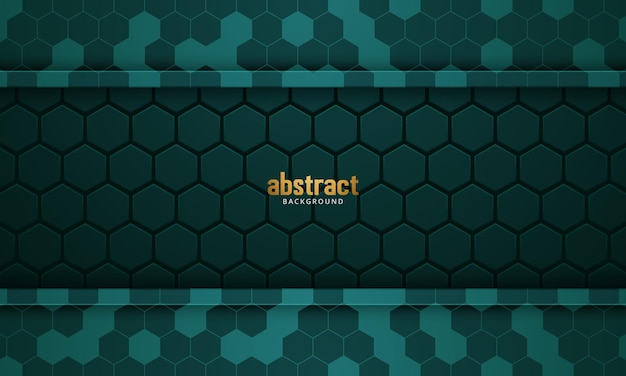 Free vector dark green horizontal hexagonal technology abstract vector background