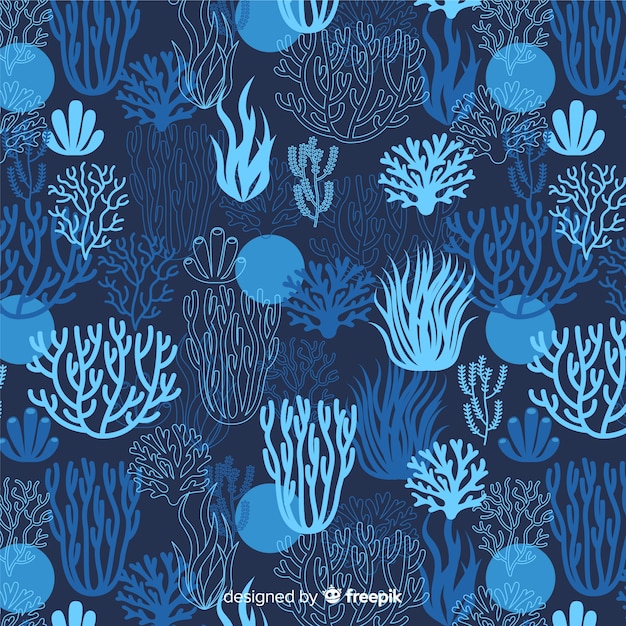 Dark hand drawn coral pattern