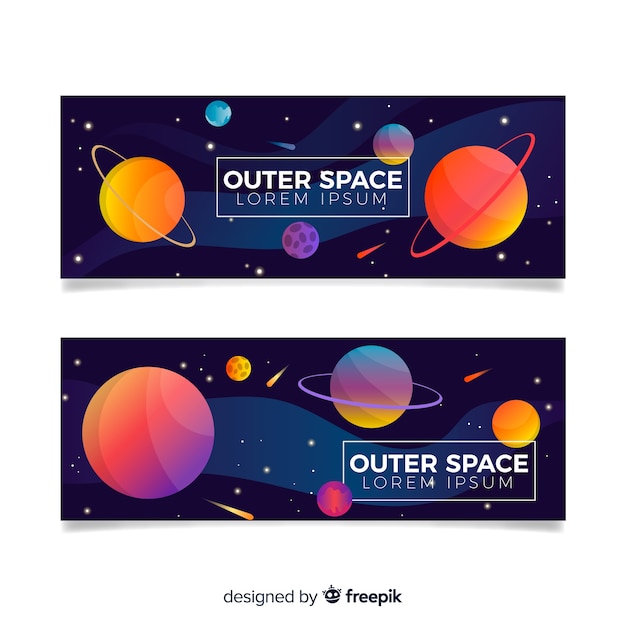 Free Vector dark hand drawn galaxy banner template