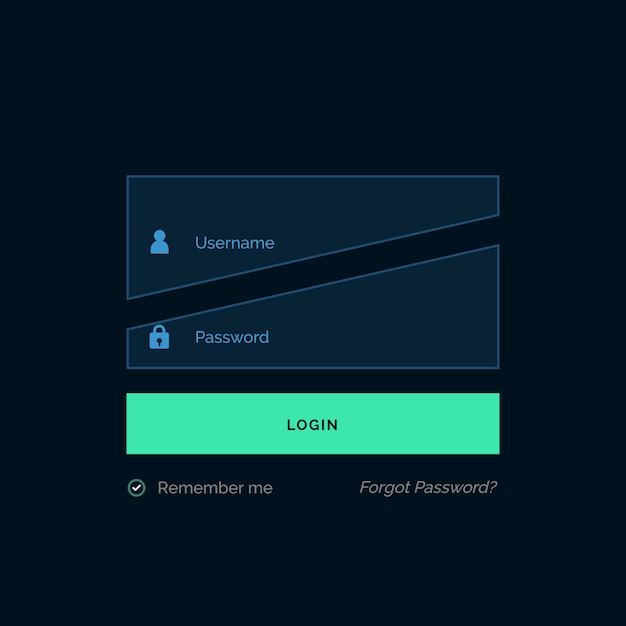 Free vector dark login template ui design vector