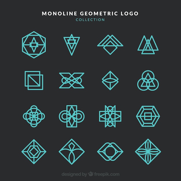 Free vector dark modern monoline logo collection