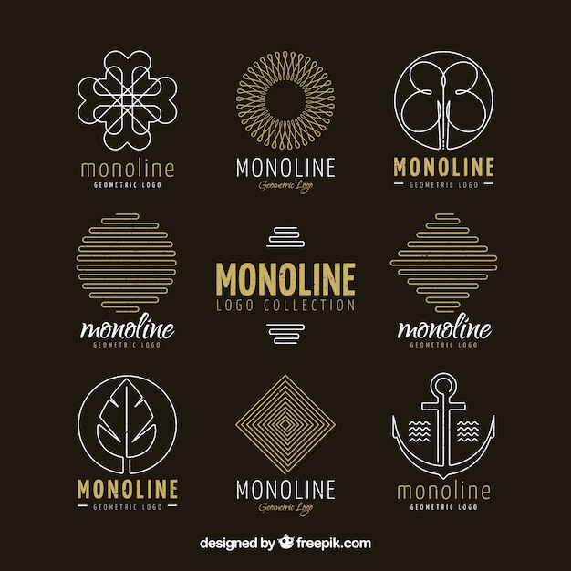 Free Vector dark monoline logo collection