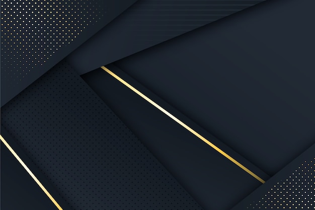 Free Vector dark paper layers background with golden details