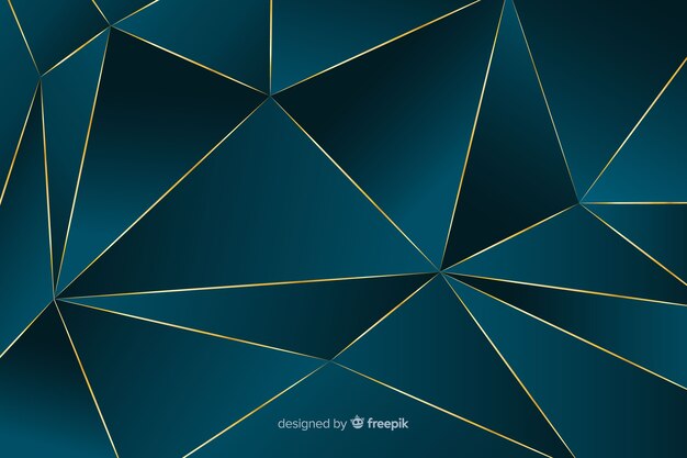 Dark polygonal background with golden lines