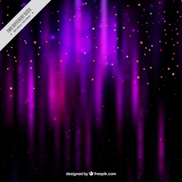 Dark purple background with confetti