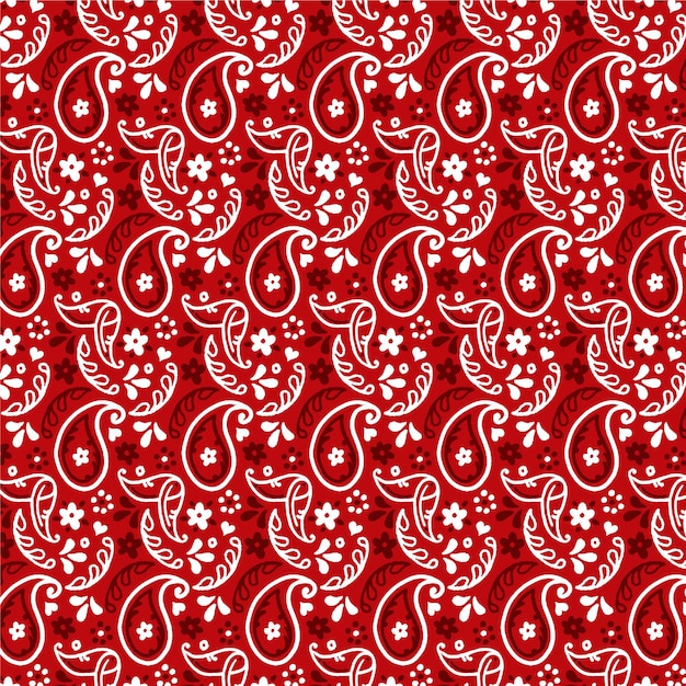 Dark red paisley bandana seamless pattern