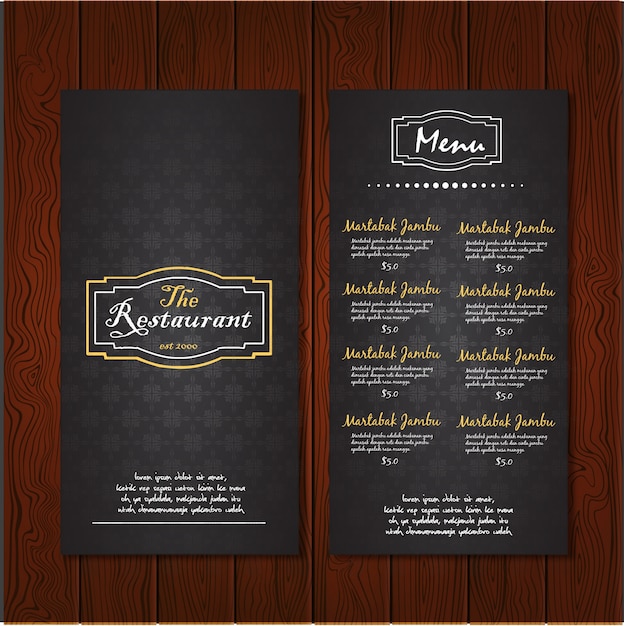 Dark restaurant menu