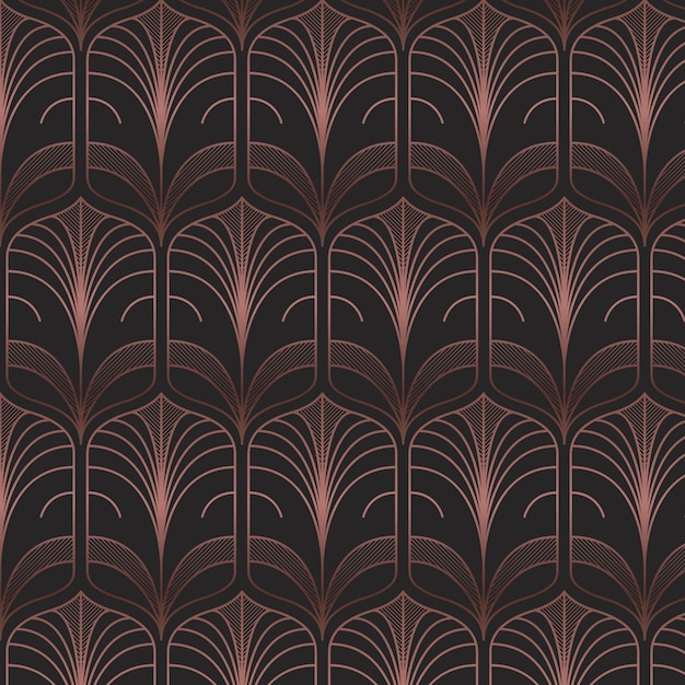 Free Vector dark rose gold art deco pattern