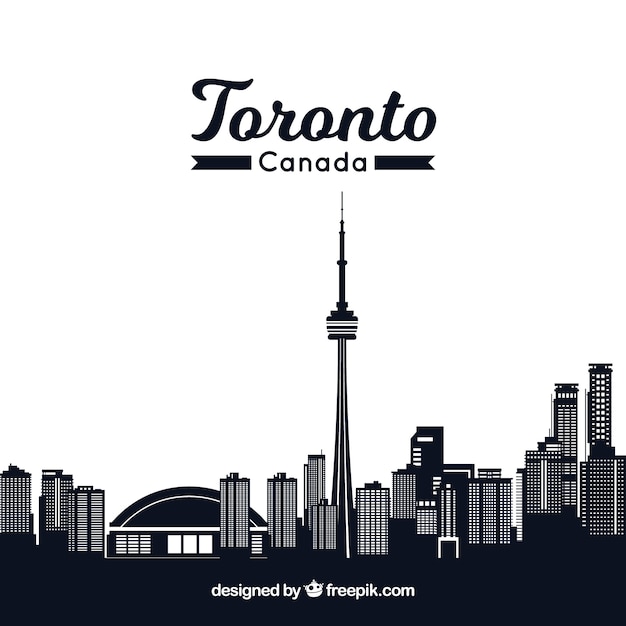 Free vector dark skyline design of toronto