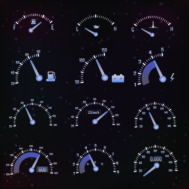 Dark speedometer interface set