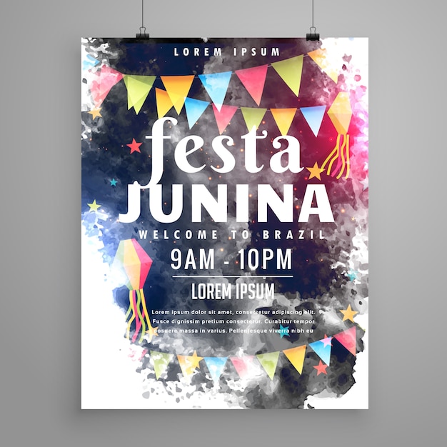 Free Vector dark watercolor festa junina poster