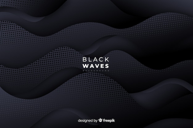 Dark waves background with halftone effect