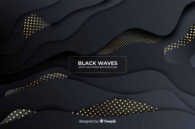 Dark wavy background with halftone effect