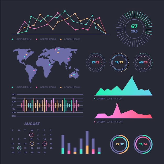 Free Vector dashboard element template pack