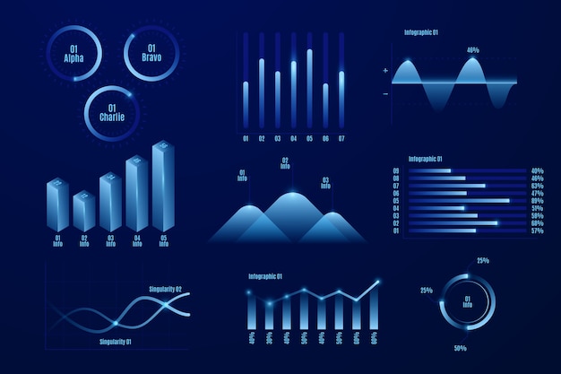 Free Vector dashboard elements in gradient style