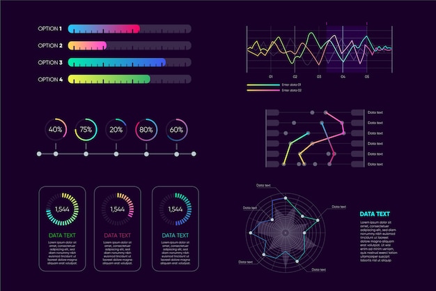 Free vector dashboard infographic element collection