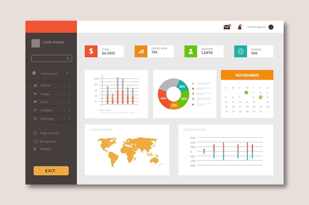 Free Vector dashboard user panel template