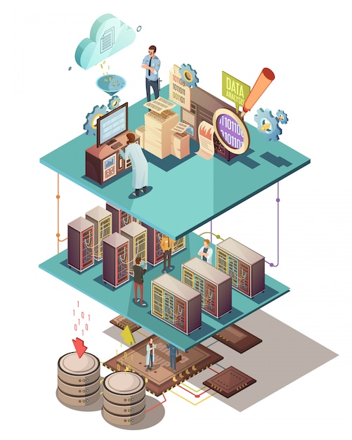 Free vector data analysis isometric concept