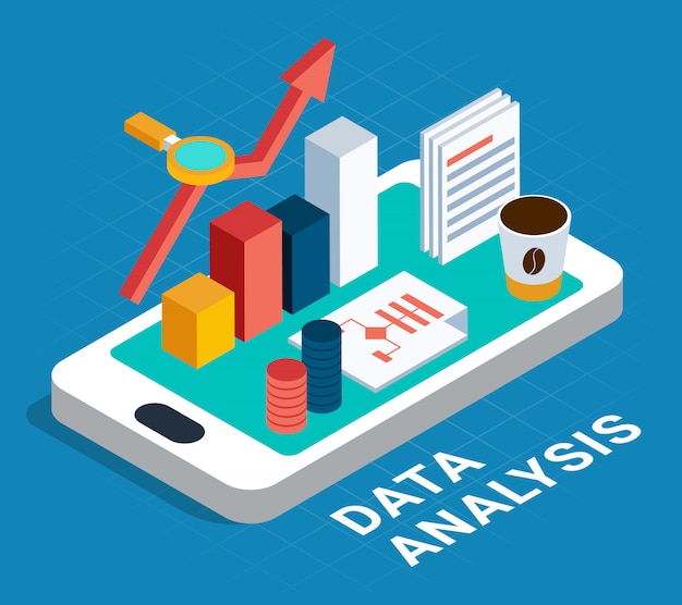 Free Vector data analysis isometric poster