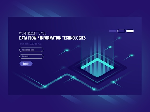 Data flow concept, information technologies, concept of hi tech