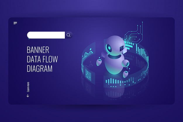 Data flow diagram, business helper and support, automatic data processing, artificial intelligence 