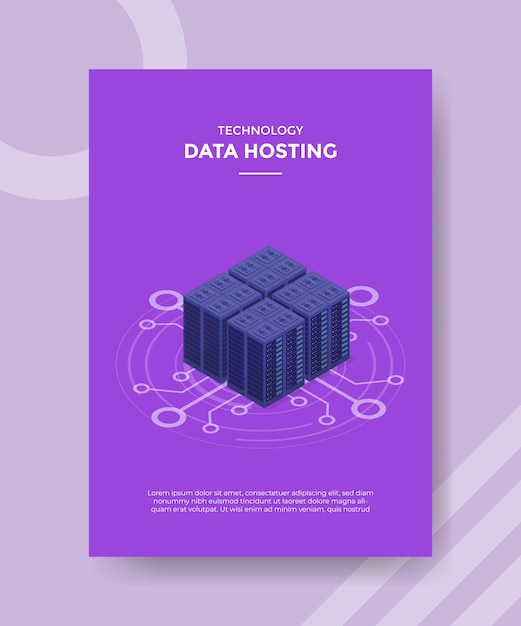 Free vector data hosting server concept for template banner and flyer with isometric style vector