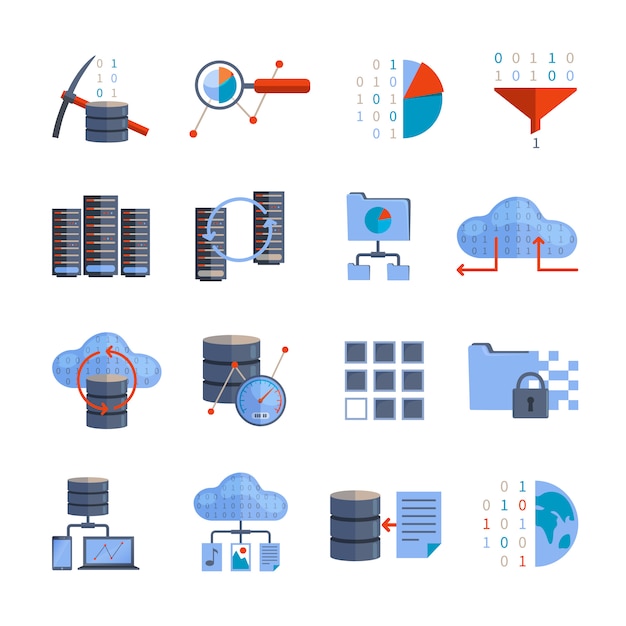 Free Vector data processing icons