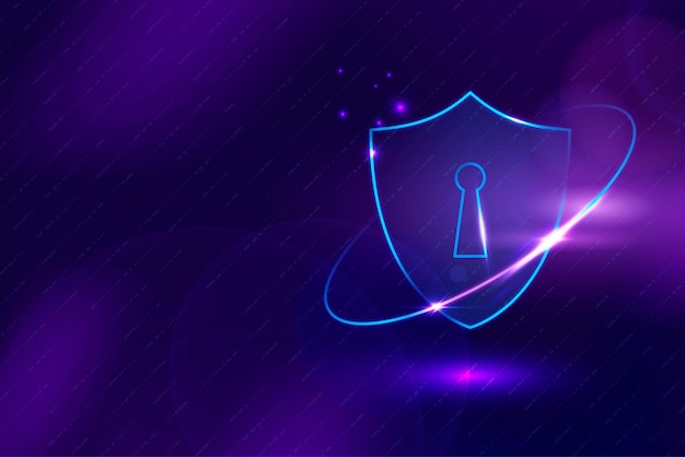 Data protection background vector cyber security technology in purple tone